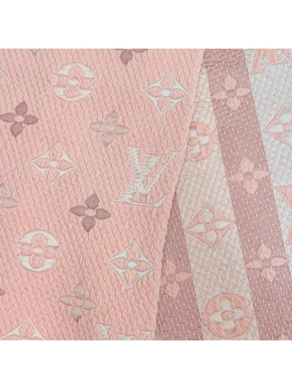 Louis Vuitton Echarpe Logo Mania Rainbow Wool Silk Crystal Pink Scarf Box